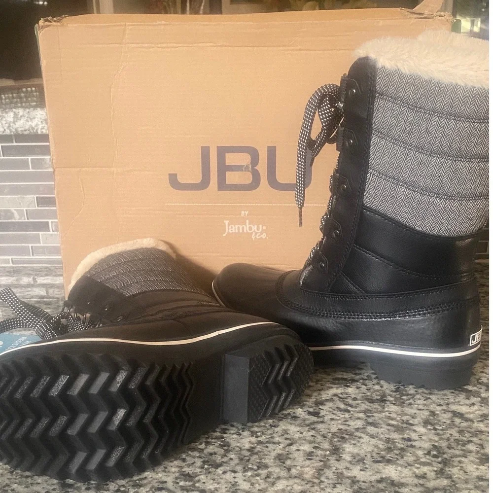 JBU by Jambu Siberia Water Resistant Winter Boots Black Herringbone B2SIB91 8.5M